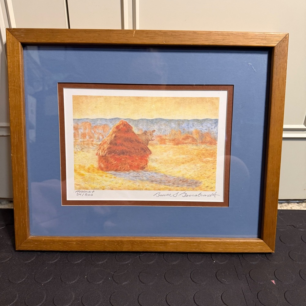 Bruce S Garrabrandt Moonet Signed Numbered Print Monet Haystack Cow Parody Art